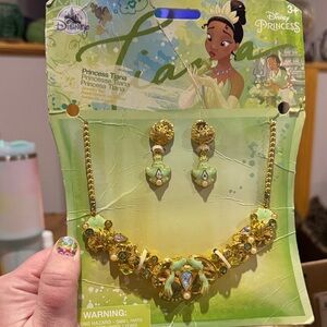 Disney Princess Tiana Gold and Green Jewelry Set